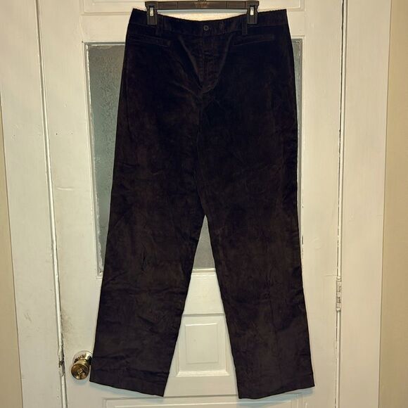 Vintage Rafaella Women’s Dark Chocolate Brown Corduroy Straight Leg Pants 12 - Picture 1 of 7